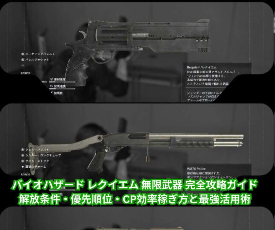 バイオハザード レクイエム 無限武器 完全攻略ガイド｜解放条件・優先順位・CP効率稼ぎ方と最強活用術